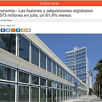 Economa.- Las fusiones y adquisiciones registraron 4.573 millones en julio, un 61,4% menos